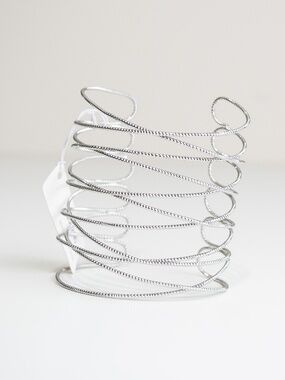 Bracelet Cuff Wide Flexible Twisted Design in Silver Color NWT